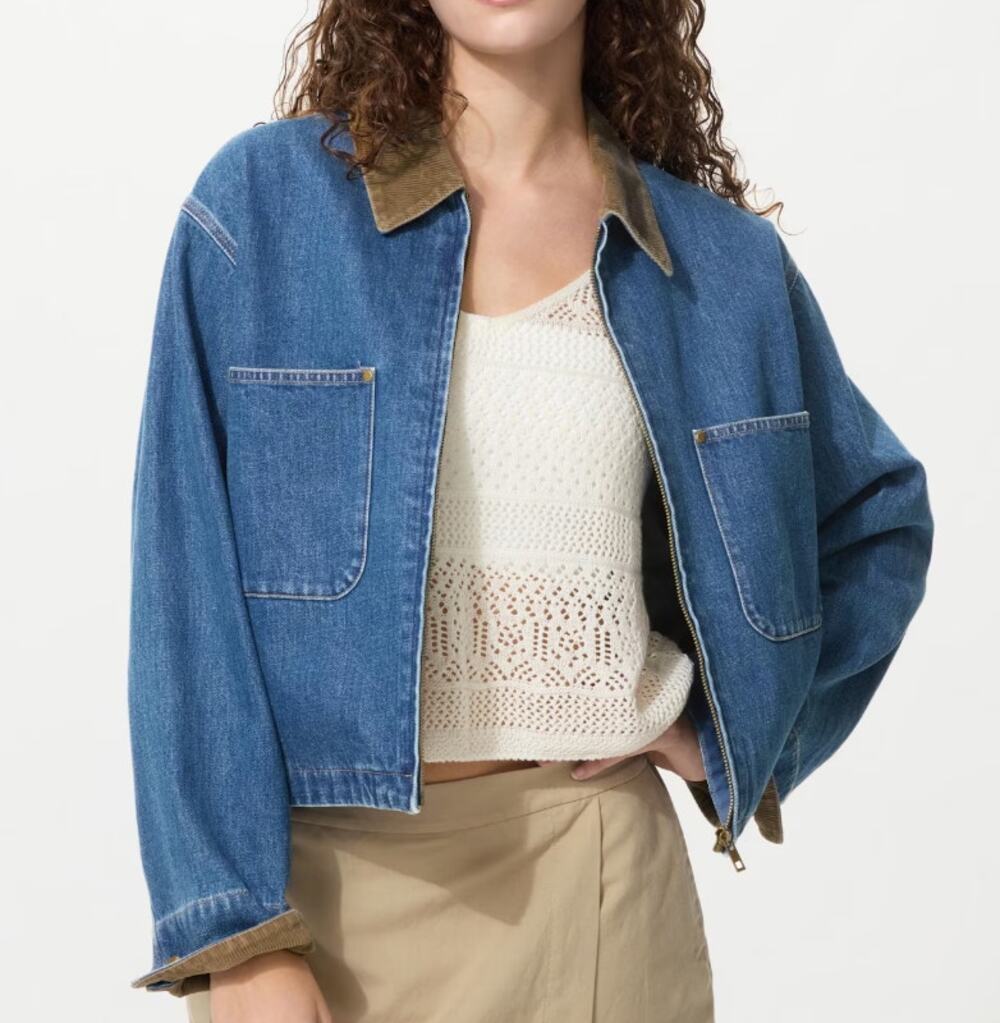 Uniqlo Women's Zip-Up Short Jacket in 65 Blue